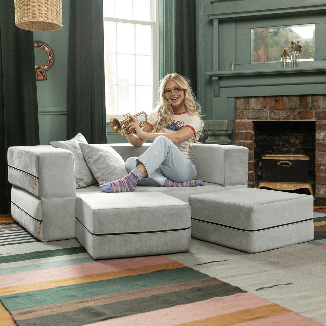 Kids Alfy White Loveseat & Ottomans, Set of 3 - Thumbnail - Image 3