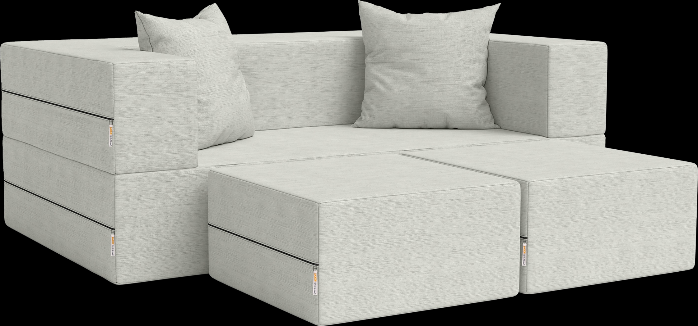 Kids Alfy White Loveseat & Ottomans, Set of 3 - Thumbnail - Image 1