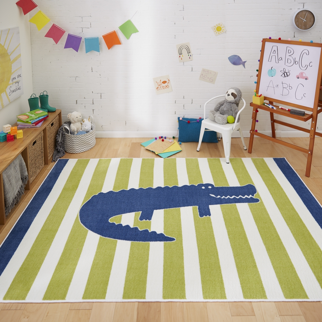 Kids Alligator Way Navy 5' x 8' Rug - Thumbnail - Image 2