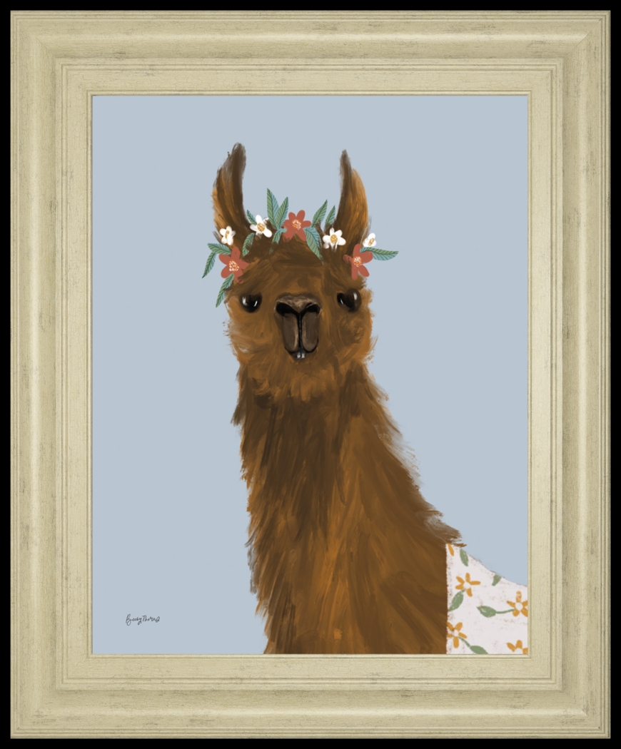 Kids Alpaca Portrait I Blue Artwork - Thumbnail - Image 1