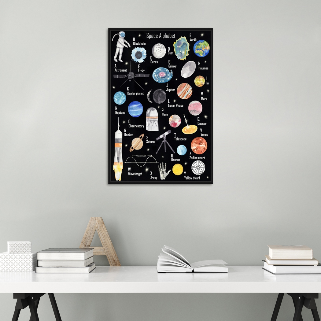 Kids Alphabet In The Sky Black Medium Wall Art - Thumbnail - Image 3