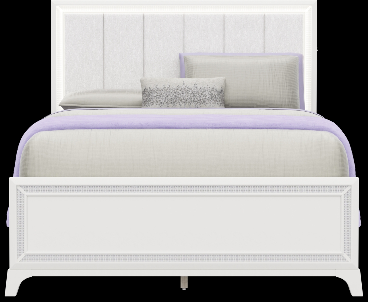 Kids Alyssa White Full Lighted Upholstered Bed - Thumbnail - Image 2