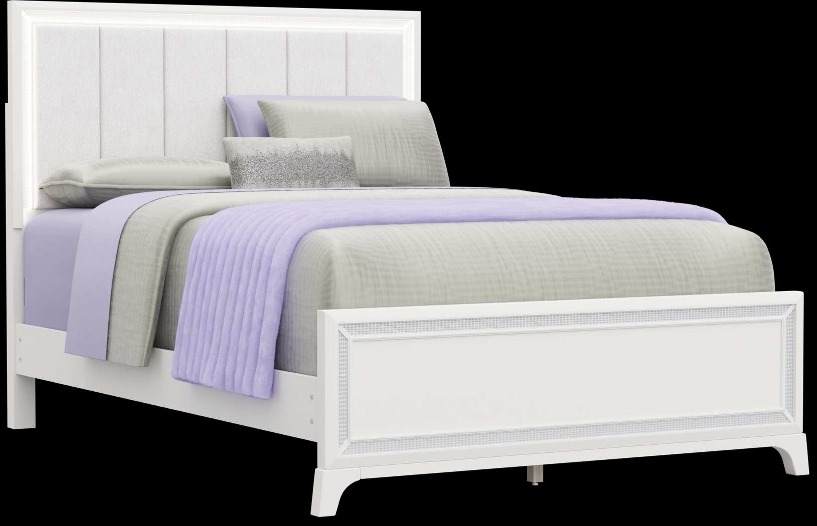 Kids Alyssa White Full Lighted Upholstered Bed - Thumbnail - Image 1