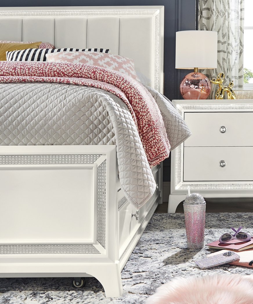 Kids Alyssa White Twin Lighted Upholstered Bed - Thumbnail - Image 4