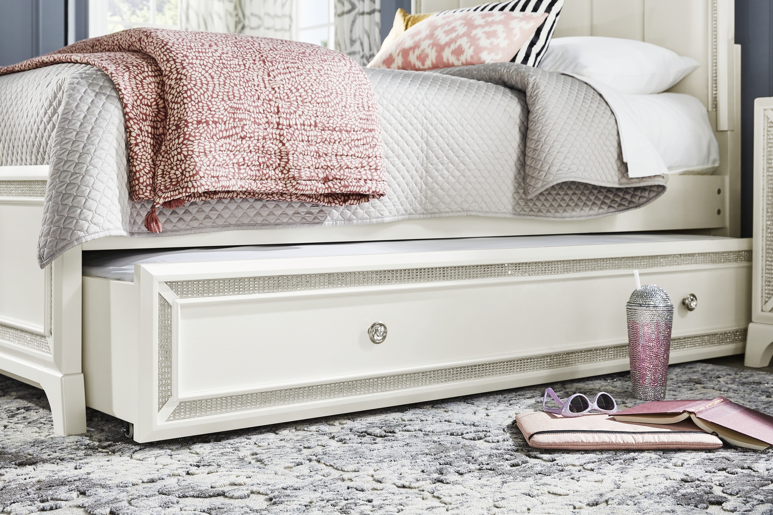 Kids Alyssa White Twin Storage Trundle - Thumbnail - Image 3