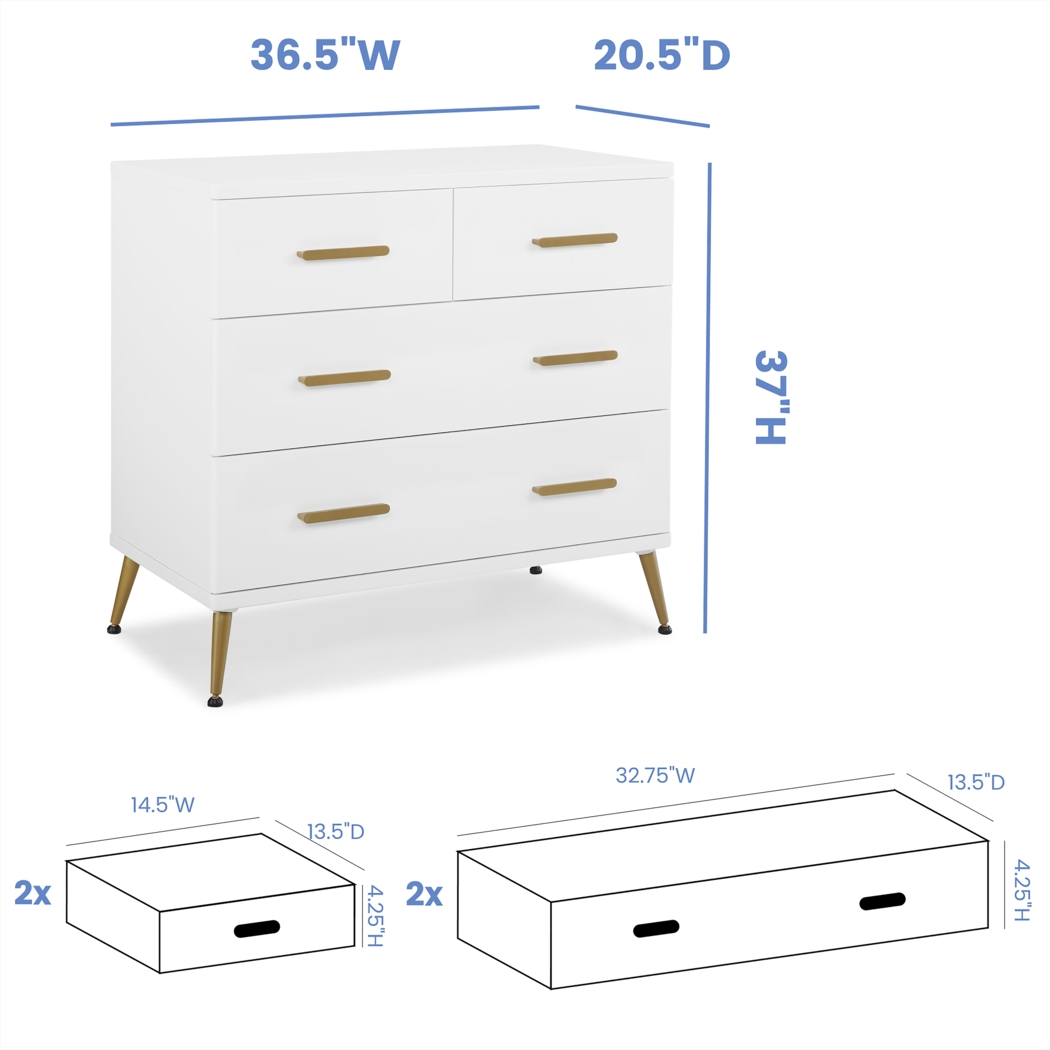 Kids Amarine White Dresser & Changing Table - Thumbnail - Image 3