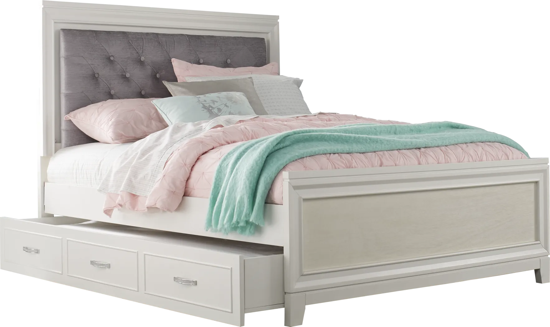 Kids Amelia White 5 Pc Full Upholstered Bedroom - Thumbnail - Image 4