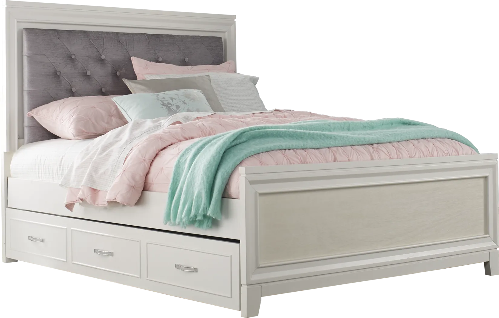 Kids Amelia White 5 Pc Twin Upholstered Bedroom - Thumbnail - Image 3