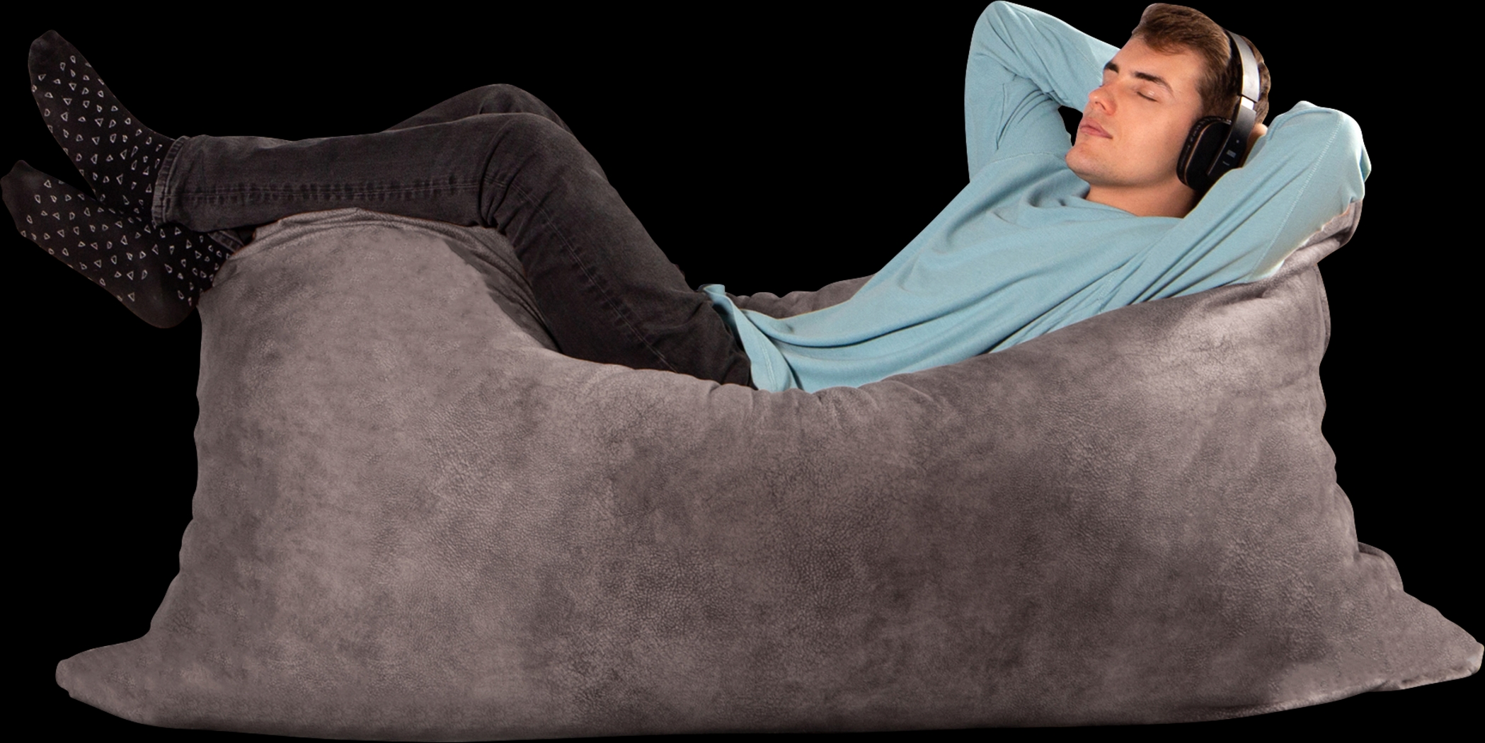 Kids Amelle Gray Large Bean Bag and Floor Pillow - Thumbnail - Image 1