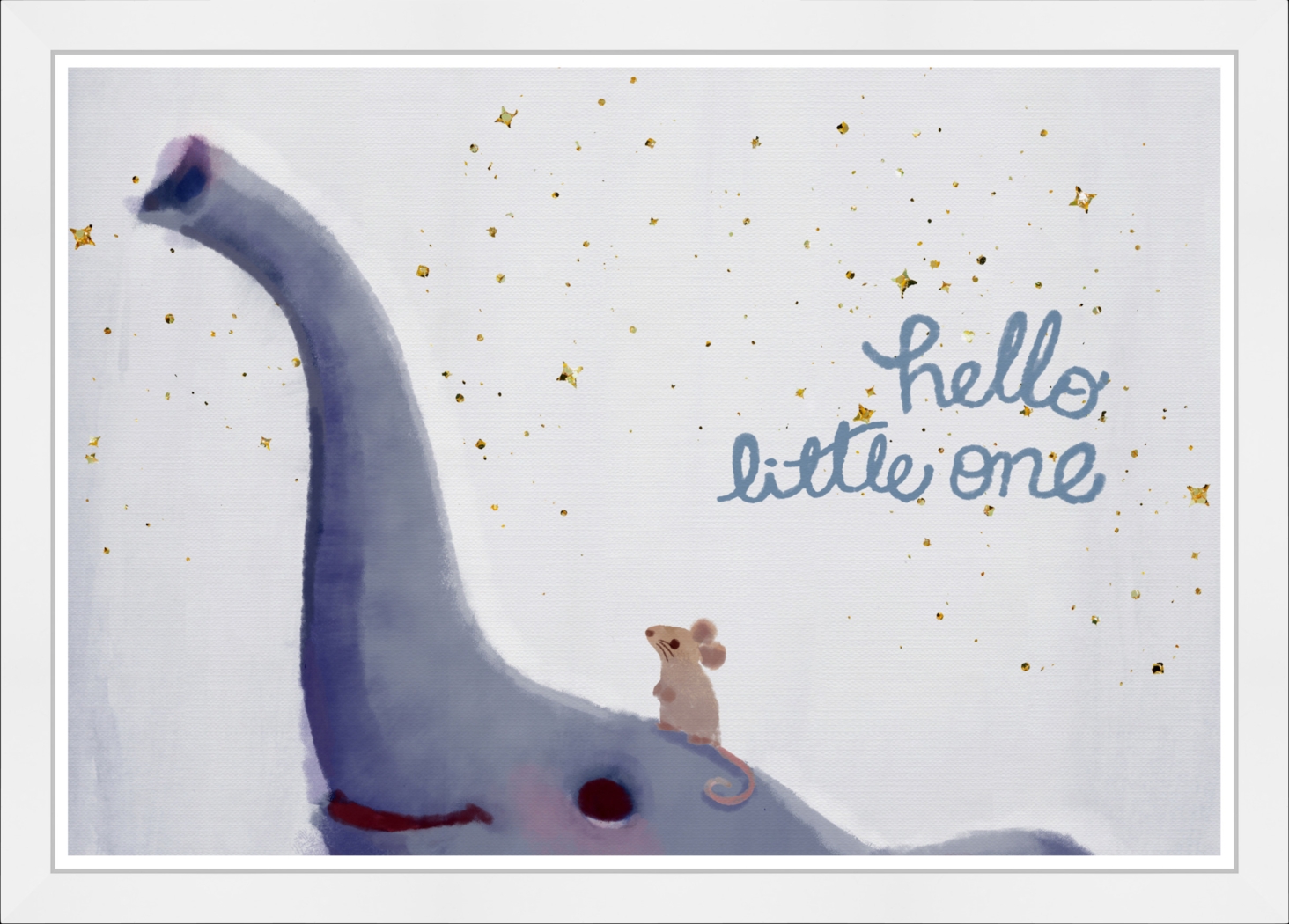 Kids An Elephant and a Mouse Blue Wall Art - Thumbnail - Image 1