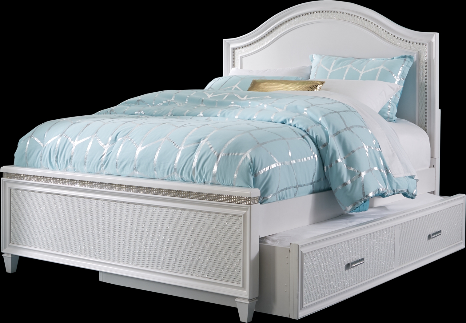 Kids Angelique White 3 Pc Twin Panel Bed with Trundle - Thumbnail - Image 1