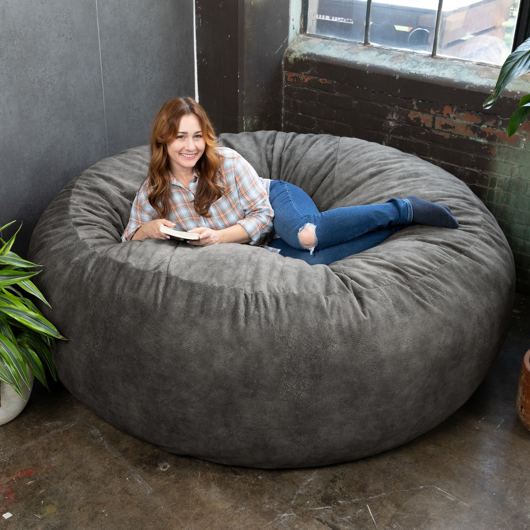 Kids Aniline I Gray Bean Bag Chair - Thumbnail - Image 2