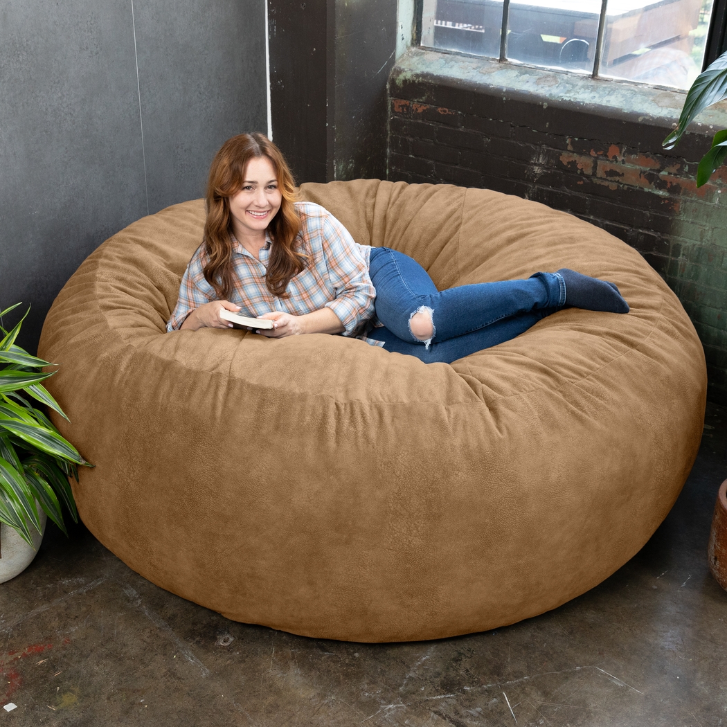 Kids Aniline I Tan Bean Bag Chair - Thumbnail - Image 2