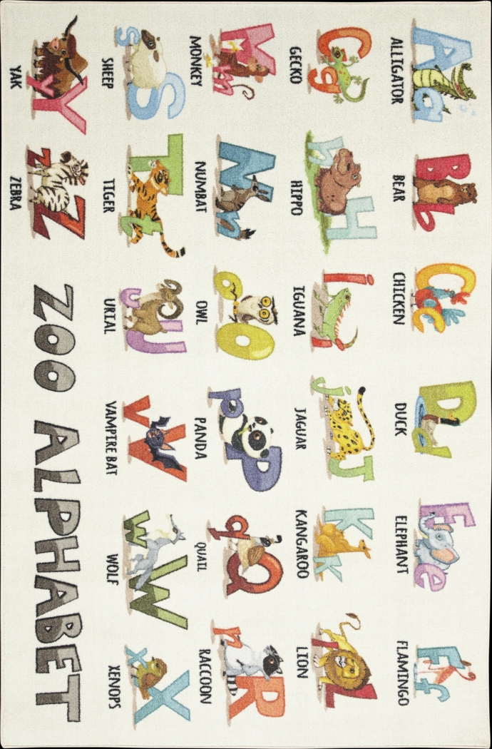 Kids Animal Alphabet White 5' x 8' Rug - Thumbnail - Image 1
