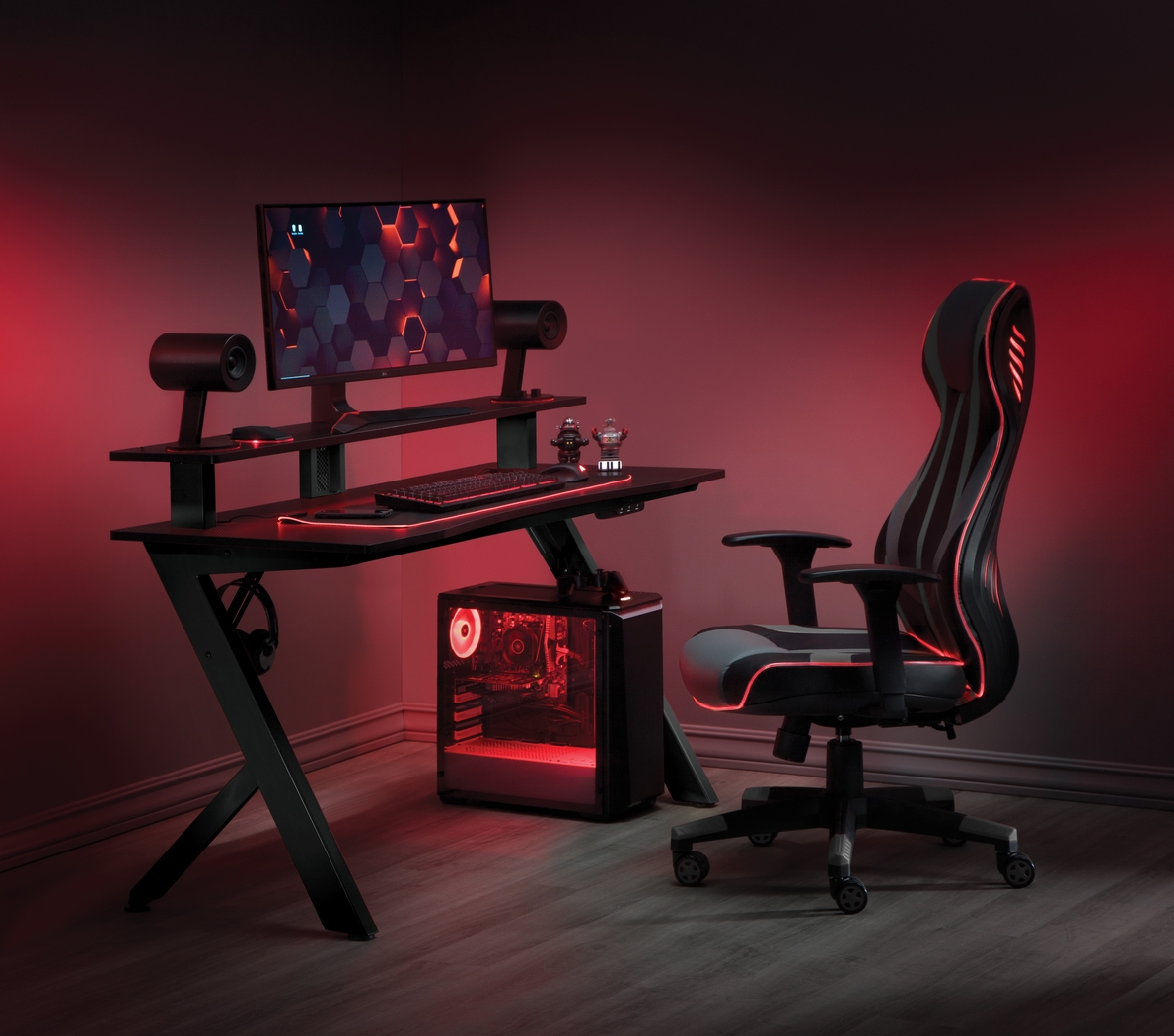 Antinous Black 54 in. PC Gaming Desk - Thumbnail - Image 3