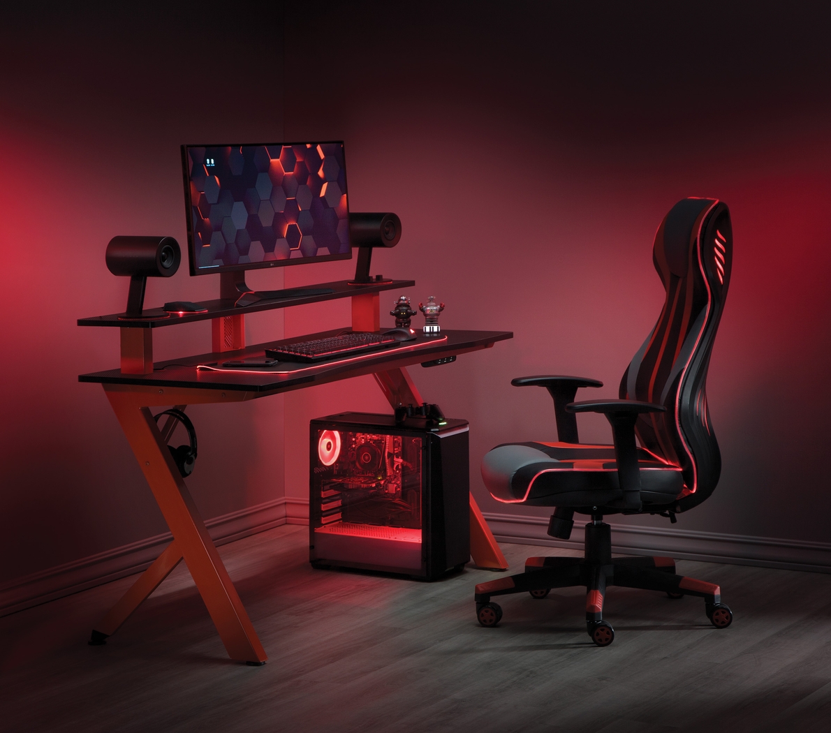 Antinous Red 54 in. PC Gaming Desk - Thumbnail - Image 5