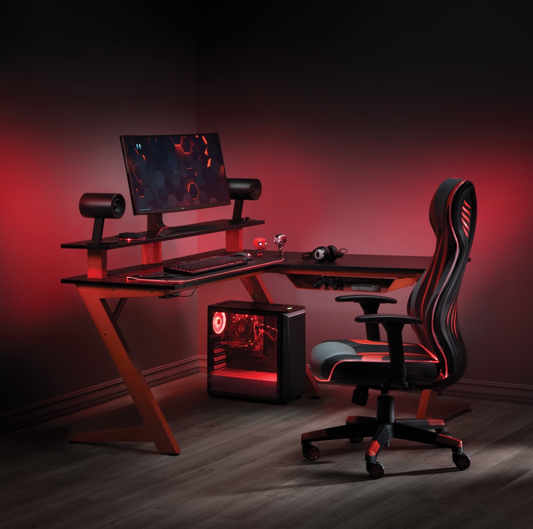 Antinous Red L-Shaped PC Gaming Desk - Thumbnail - Image 4