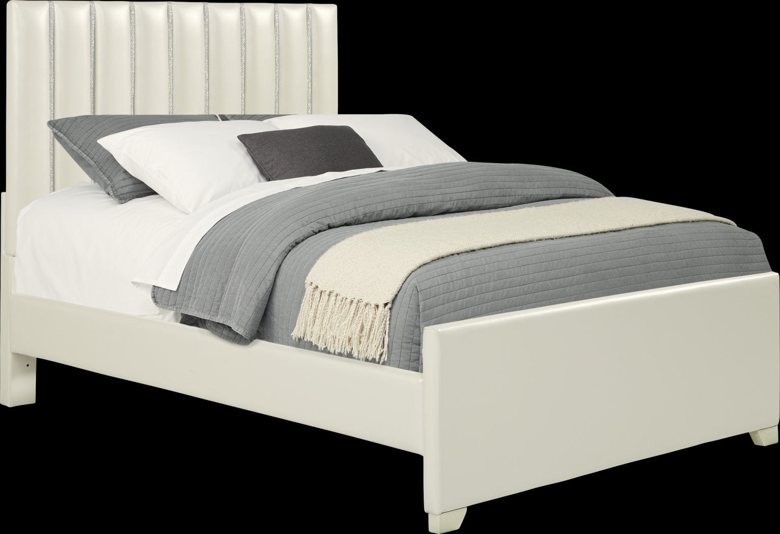 Kids Anya White 3 Pc Full Upholstered Bed - Thumbnail - Image 1