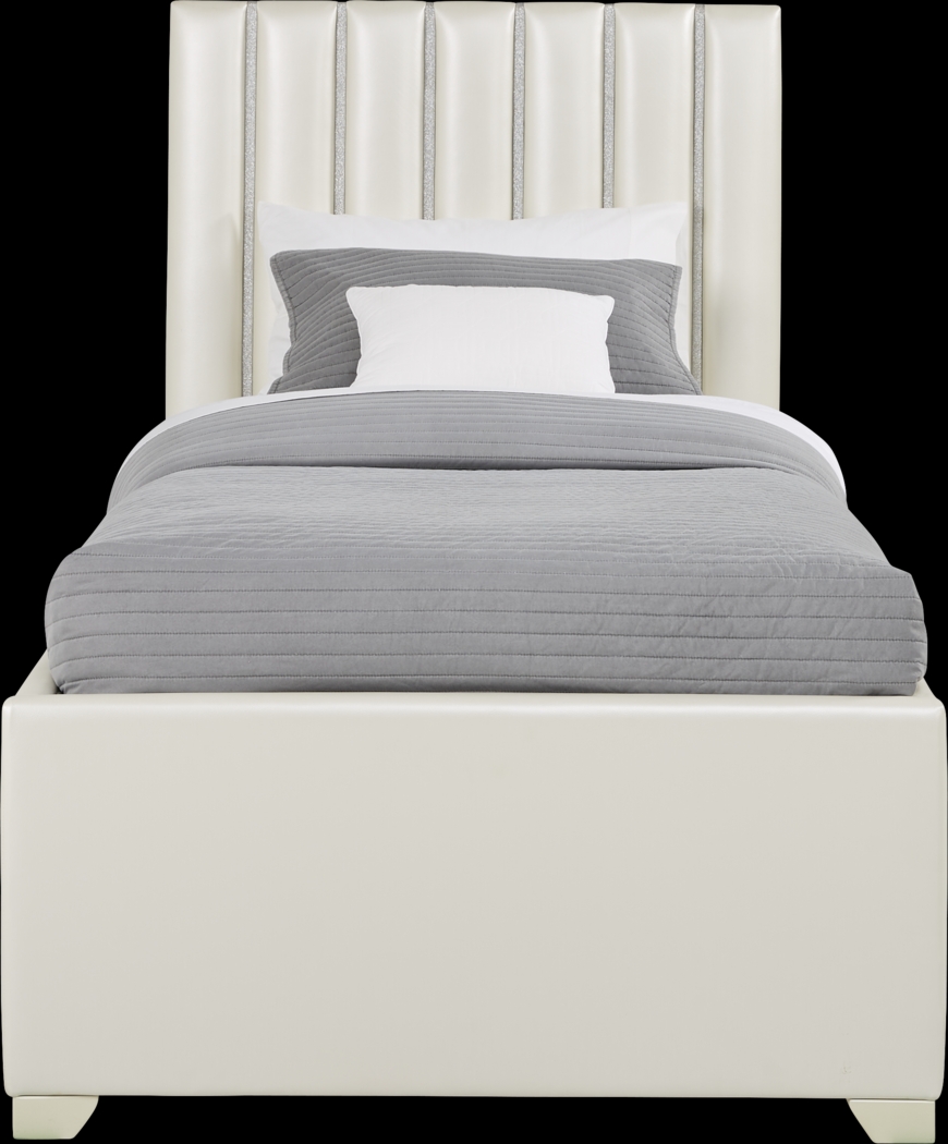 Kids Petit Paris Silver 5 Pc Bedroom with Anya White Twin Upholstered Bed - Thumbnail - Image 3