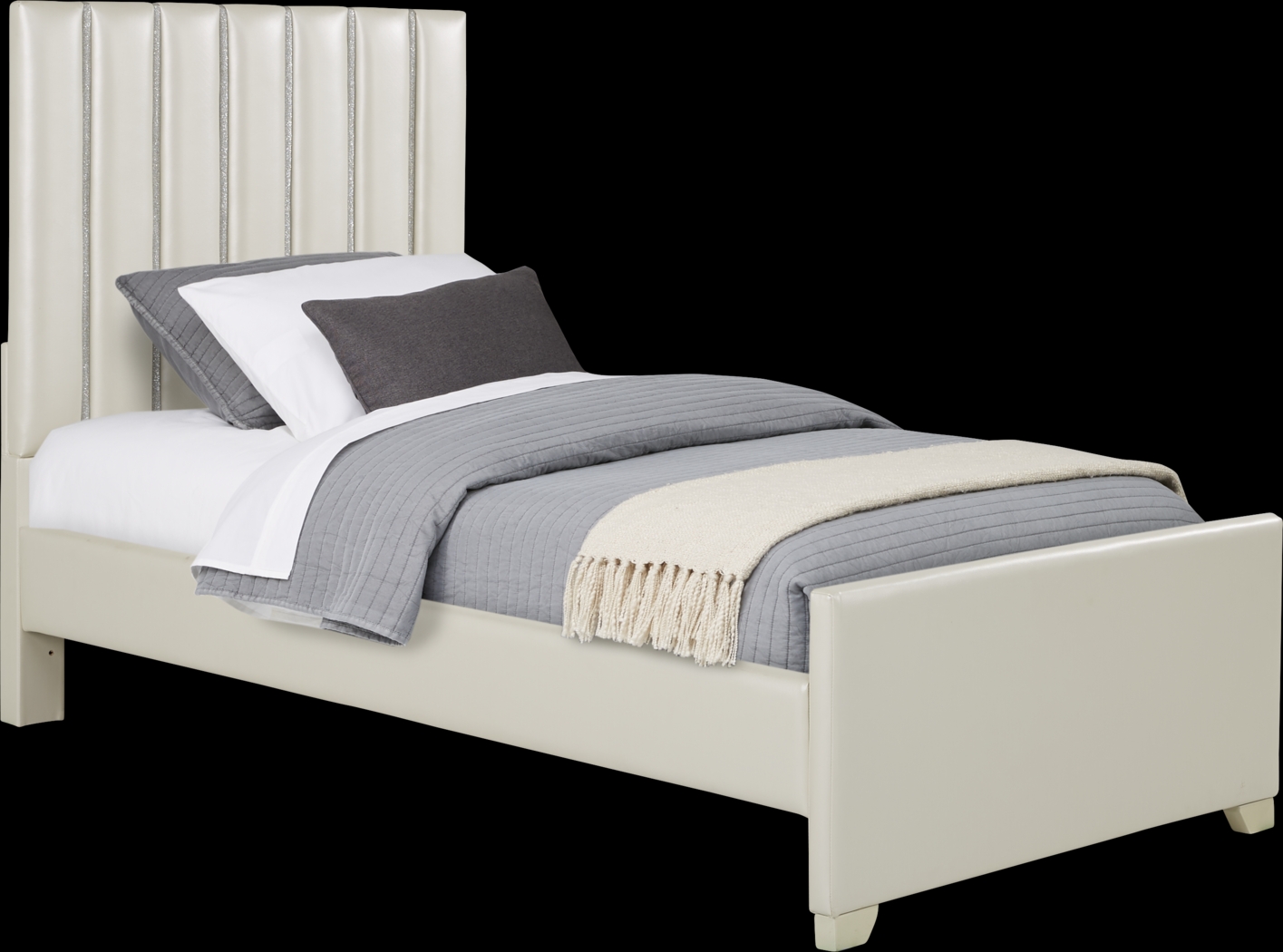 Kids Petit Paris Silver 5 Pc Bedroom with Anya White Twin Upholstered Bed - Thumbnail - Image 2