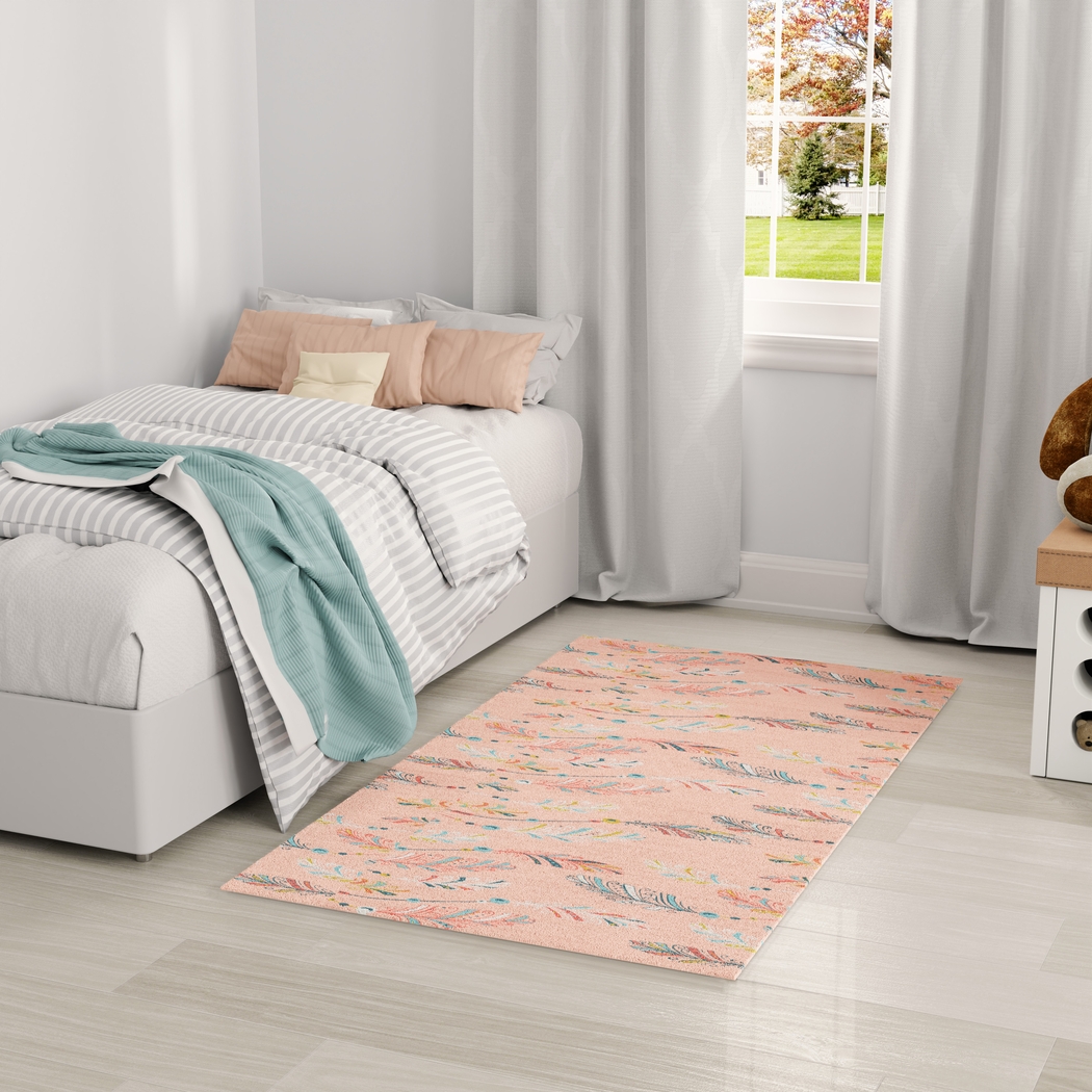 Kids Arlo Feather Pink 4' x 6' Rug - Thumbnail - Image 2