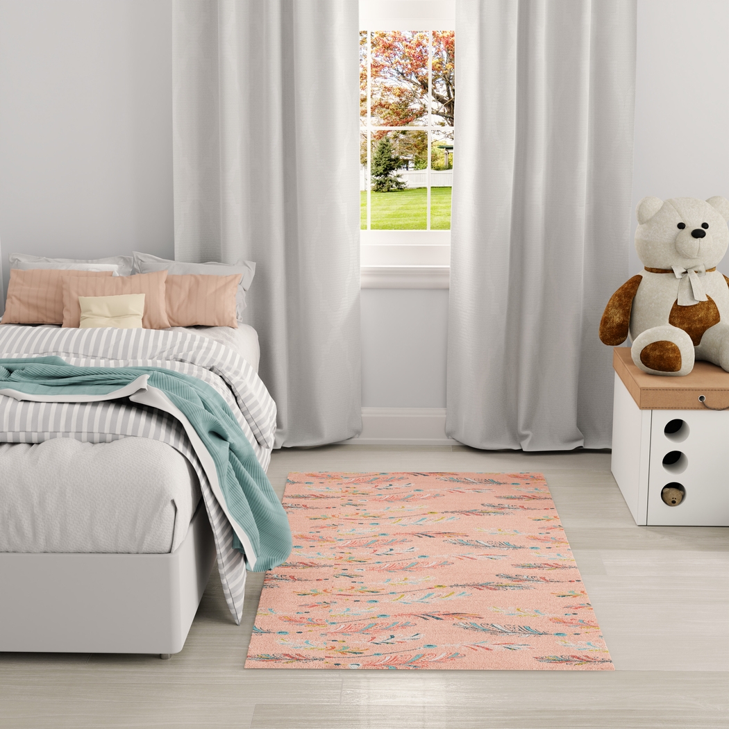 Kids Arlo Feather Pink 4' x 6' Rug - Thumbnail - Image 3