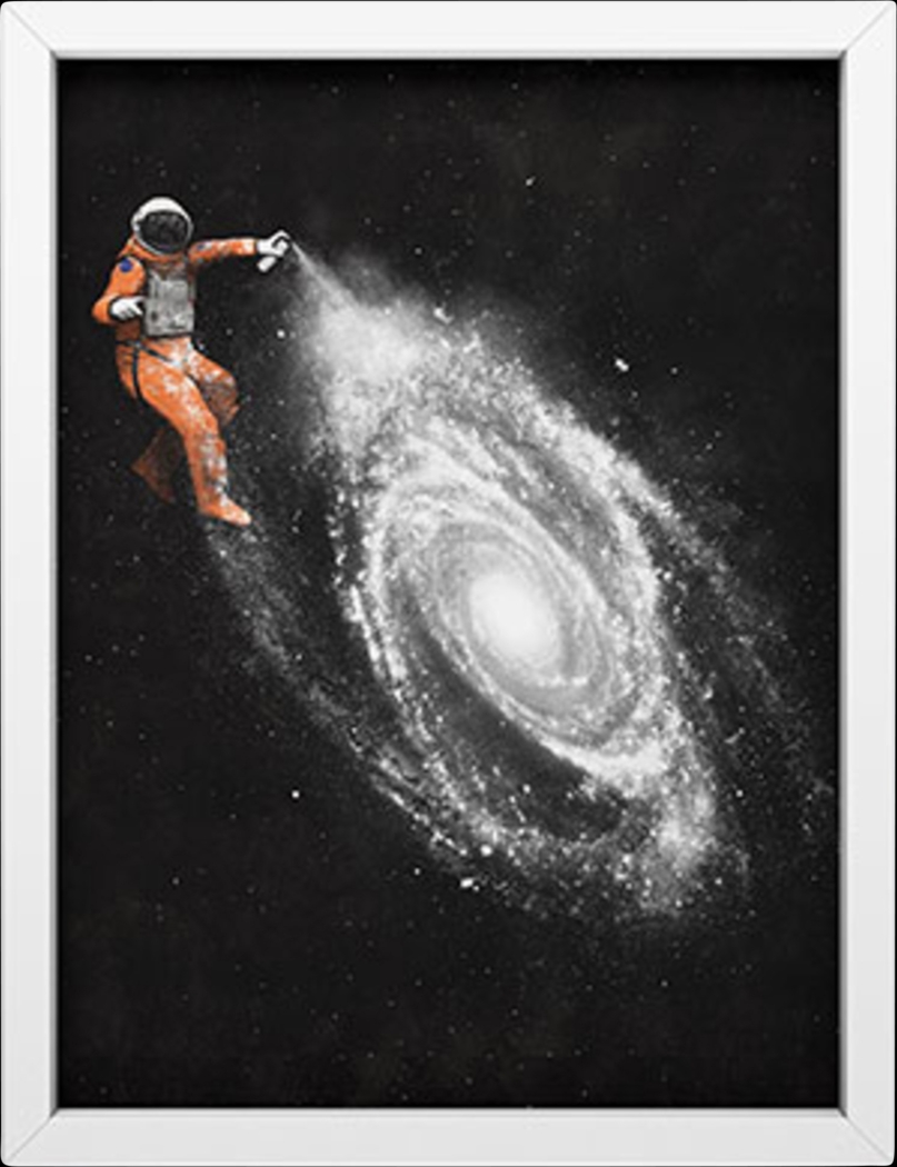Kids Astronaut Art Black Mini Framed Art - Thumbnail - Image 1