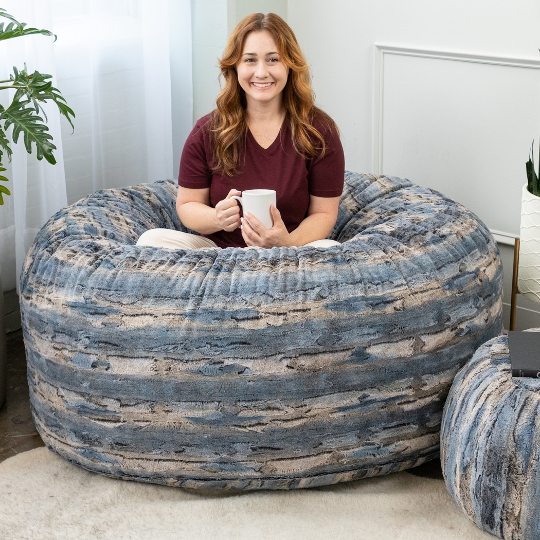 Kids Aull Blue Bean Bag Chair - Thumbnail - Image 2