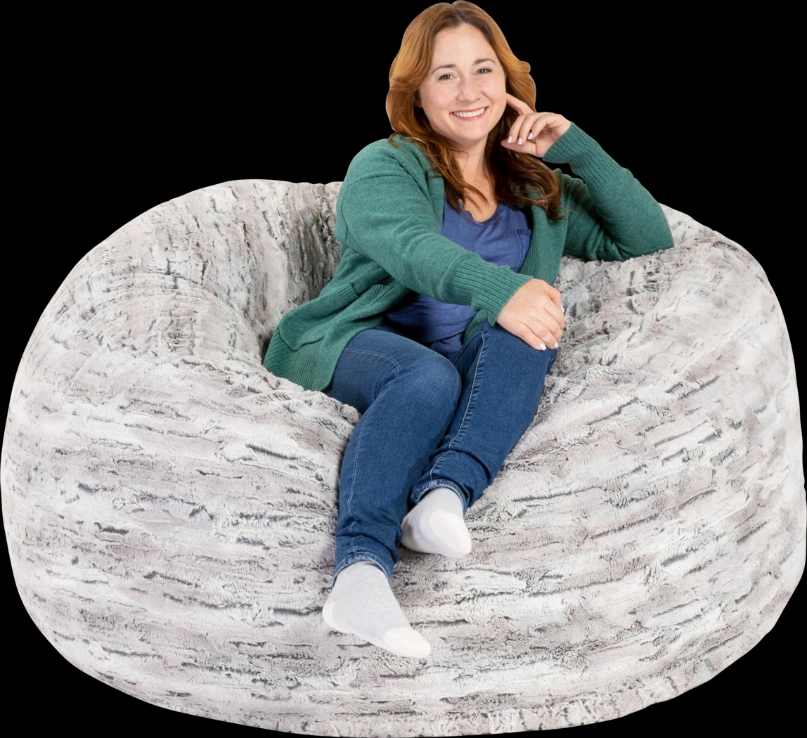 Kids Aull Light Gray Bean Bag Chair - Thumbnail - Image 5