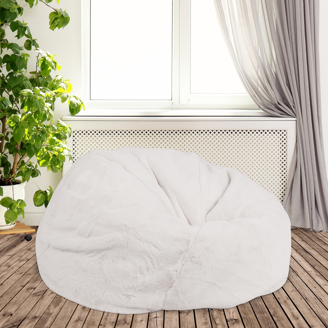 Kids Aurelie White Large Bean Bag Chair - Thumbnail - Image 2