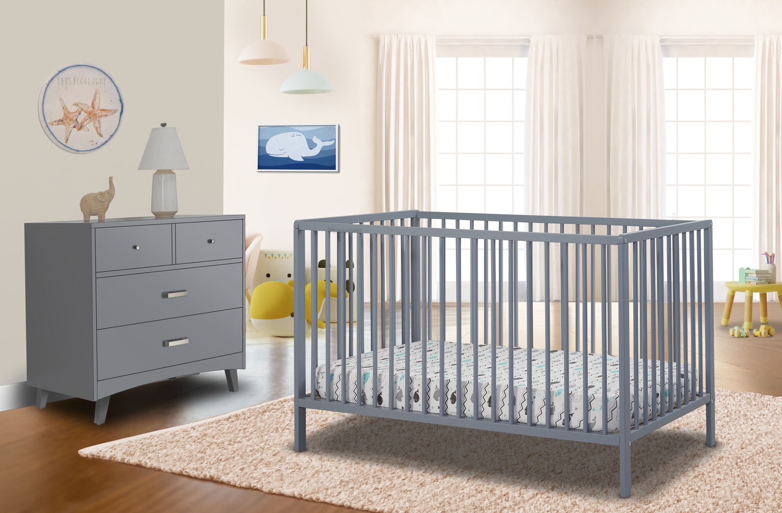Kids Avukhi Gray Convertible Crib - Thumbnail - Image 2