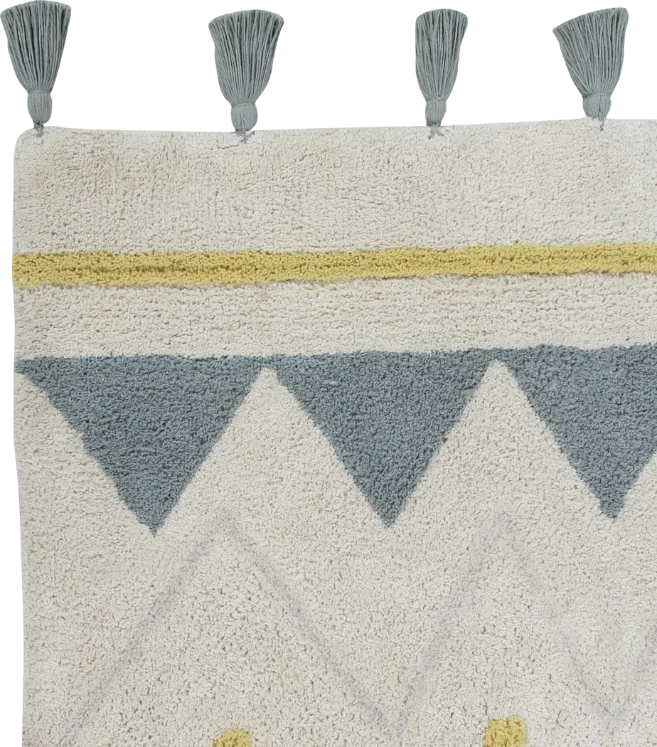 Kids Azteca Natural/Blue 4'7 x 6'7 Machine Washable Rug - Thumbnail - Image 4