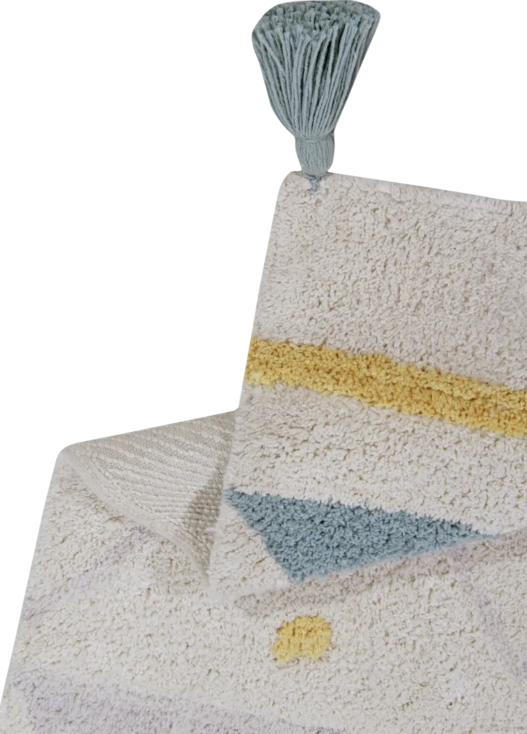Kids Azteca Natural/Blue 4'7 x 6'7 Machine Washable Rug - Thumbnail - Image 5