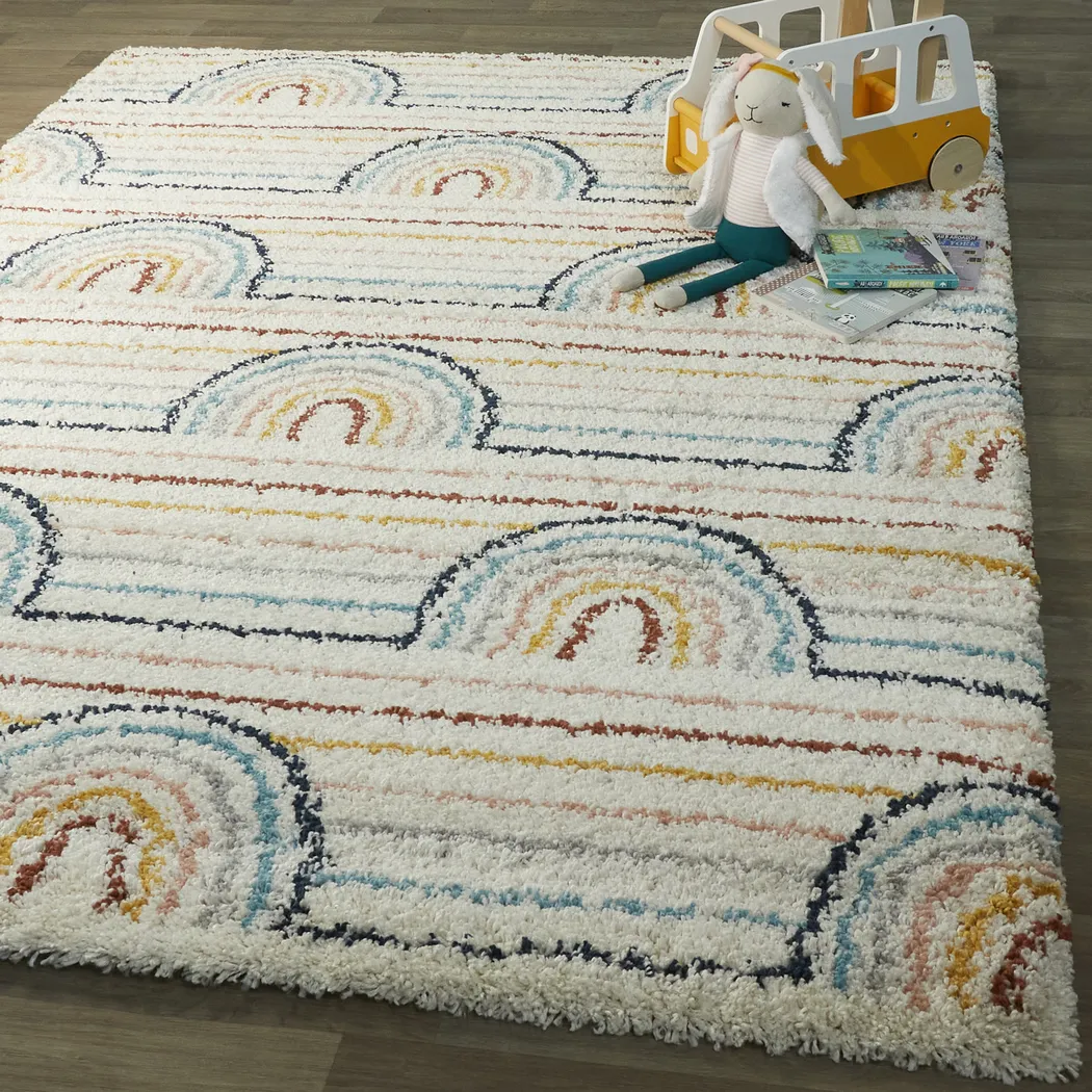 Kids Baby Rainbows White 3'11" x 5'7" Rug - Thumbnail - Image 2