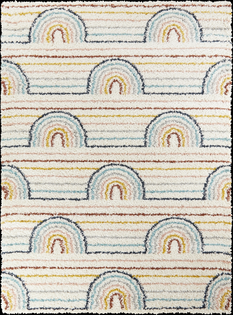 Kids Baby Rainbows White 6'7 x 9' Rug - Thumbnail - Image 1