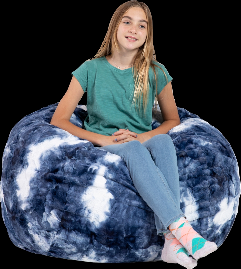 Kids Baigo Blue White Bean Bag Chair - Thumbnail - Image 3