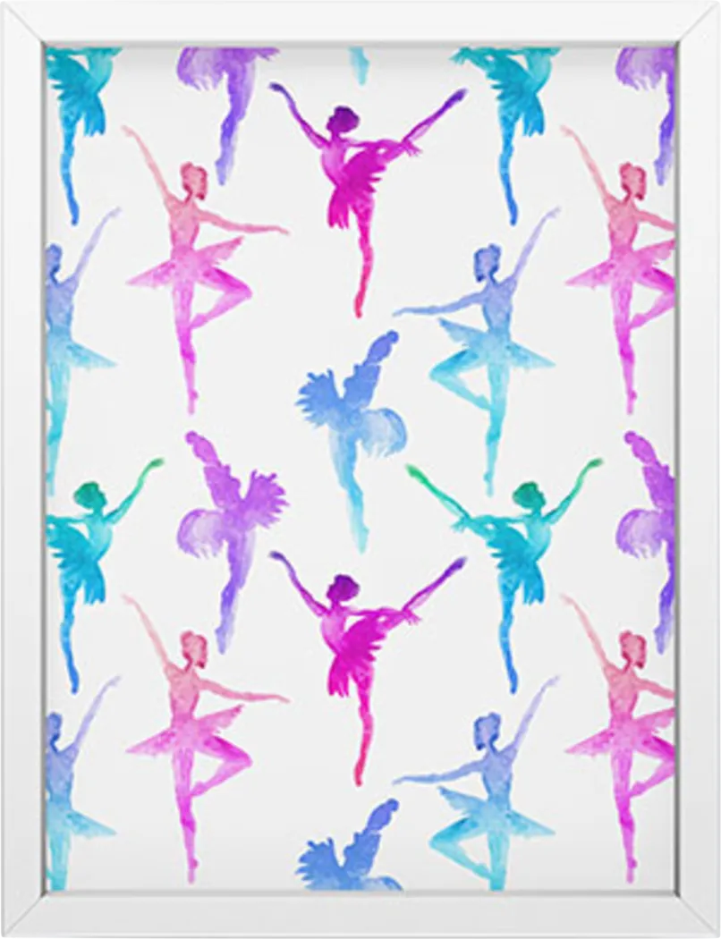 Kids Ballerina Pose White Mini Framed Artwork - Thumbnail - Image 1