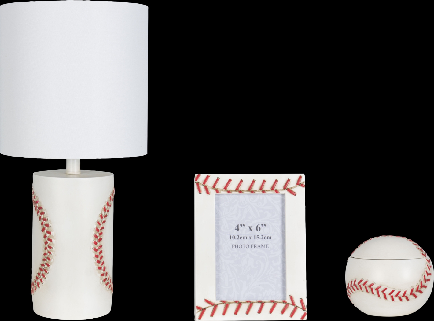 Kids Baseball Zone White 3 Pc Lamp Set - Thumbnail - Image 1