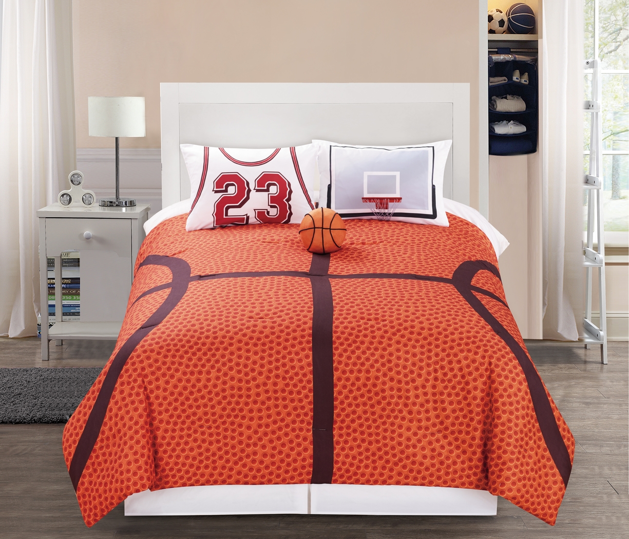 Kids Basketball Dream Orange Twin Comforter Set - Thumbnail - Image 2