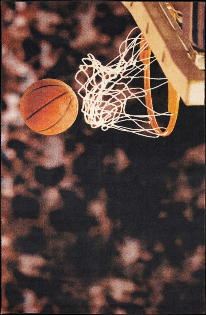 Kids Basketball Practice Brown 5' x 8' Rug - Thumbnail - Image 1