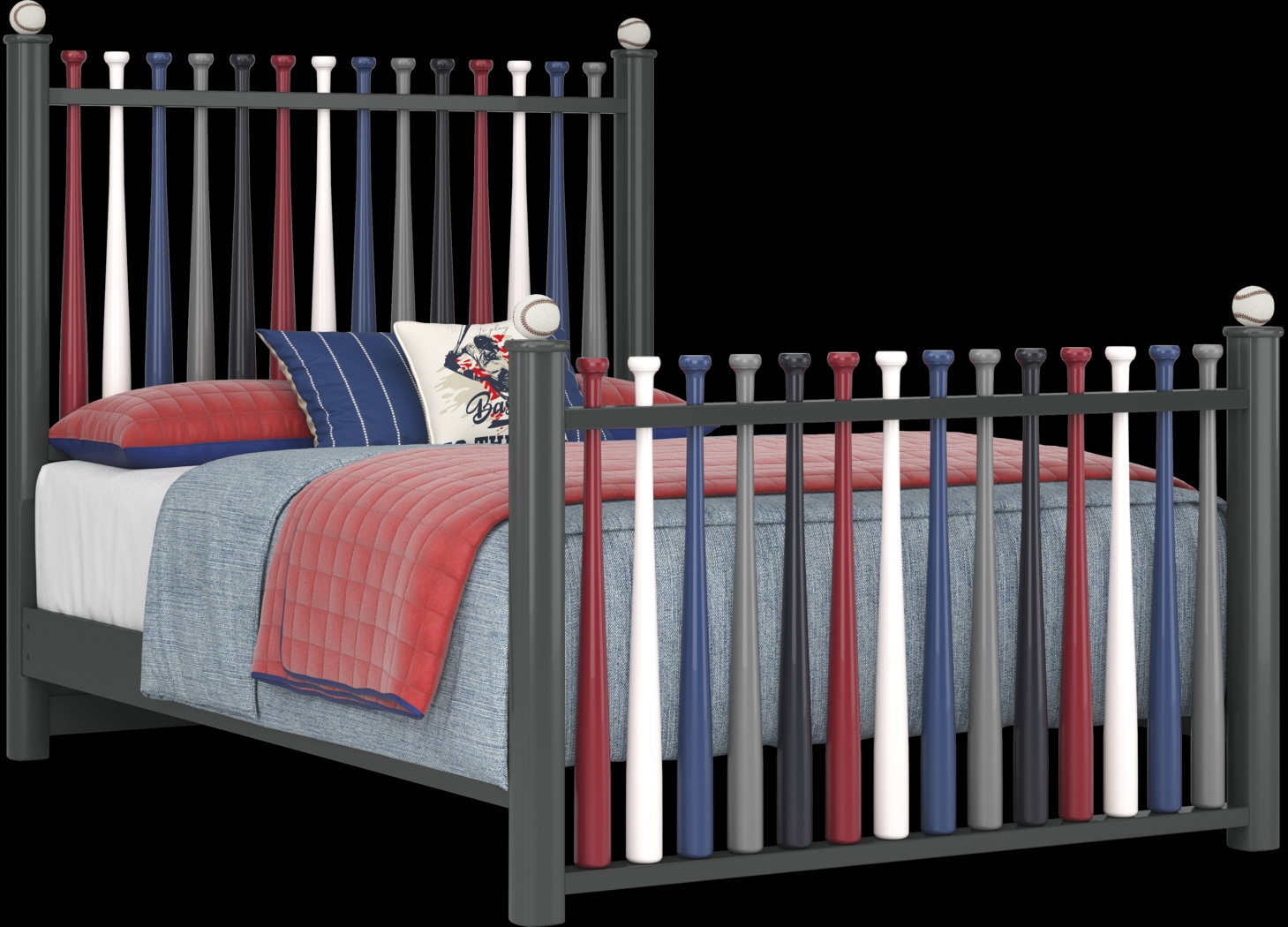 Kids Batter Up Painted Full Baseball Bat Bed - Thumbnail - Image 1