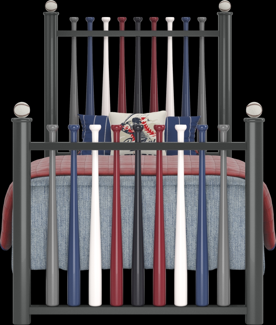 Kids Cottage Colors Navy Bedroom with 2 Batter Up Painted Twin Baseball Bat Beds - Thumbnail - Image 3