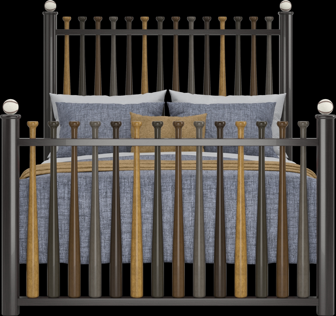 Kids Santa Cruz Brown Cherry Bedroom with Batter Up Stained Full Baseball Bat Bed - Thumbnail - Image 3
