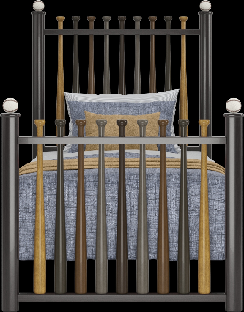 Kids Santa Cruz Brown Cherry Bedroom with Batter Up Stained Twin Baseball Bat Bed - Thumbnail - Image 3