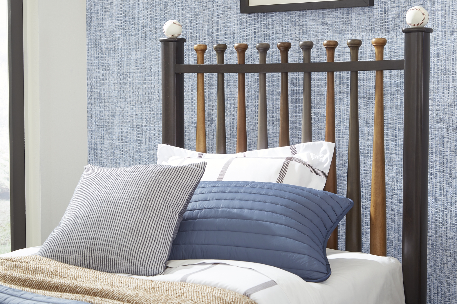 Kids Santa Cruz Brown Cherry Bedroom with Batter Up Stained Twin Baseball Bat Bed - Thumbnail - Image 4