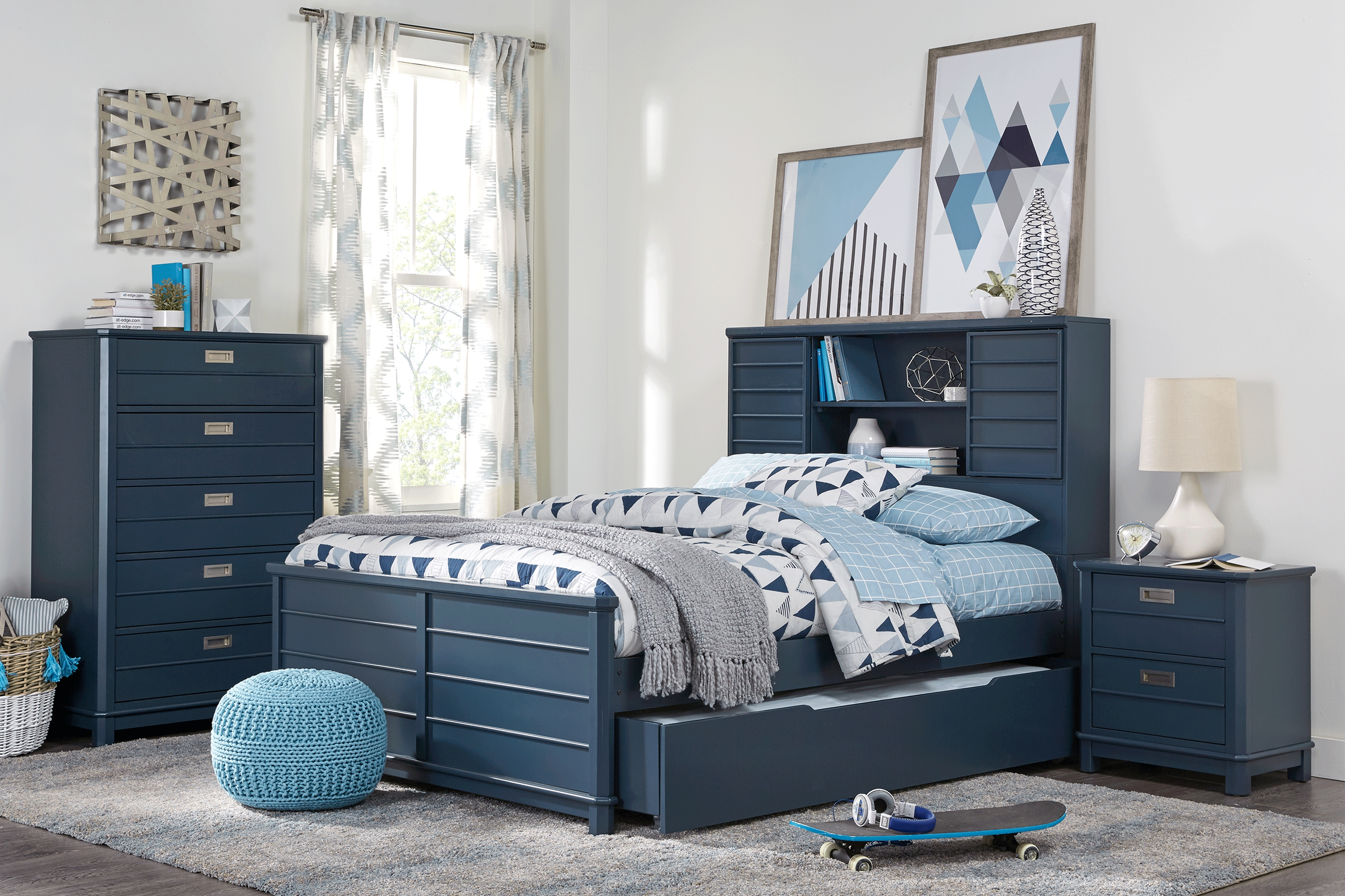 Kids Bay Street Blue 5 Pc Twin Bookcase Bedroom - Thumbnail - Image 1