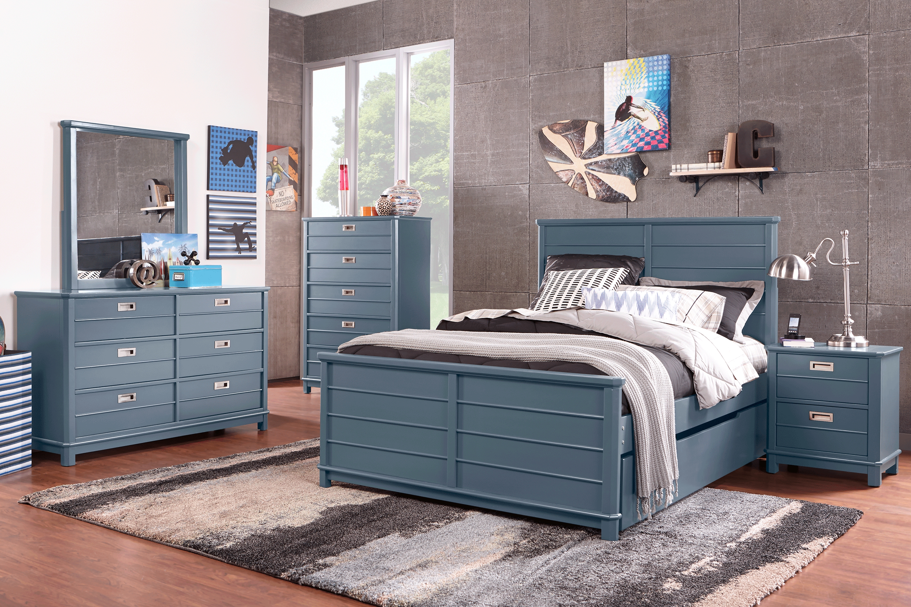 Kids Bay Street Blue 5 Pc Twin Panel Bedroom - Thumbnail - Image 1