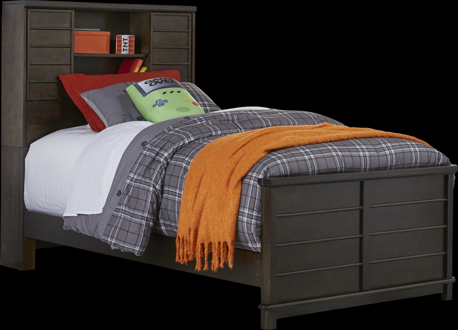 Kids Bay Street Charcoal 3 Pc Twin Bookcase Bed - Thumbnail - Image 1
