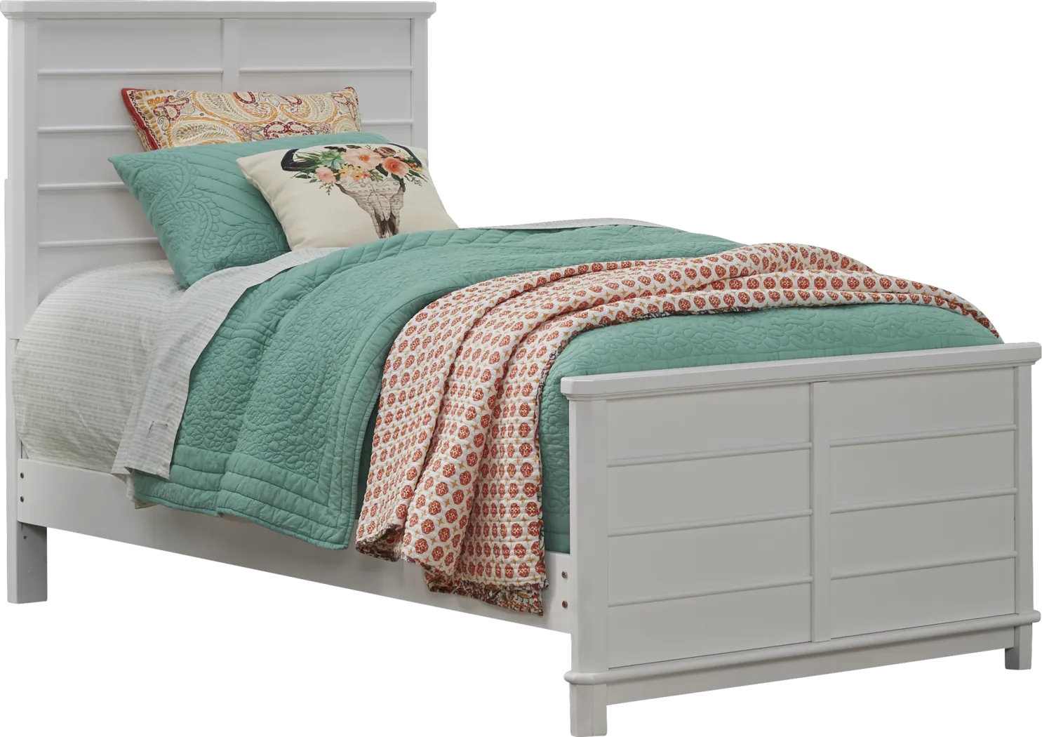 Kids Bay Street White 3 Pc Twin Panel Bed - Thumbnail - Image 1