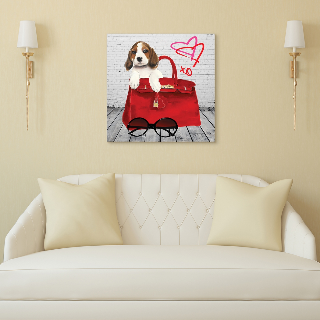 Kids Beagle In The Bag White Glass Wall Art - Thumbnail - Image 6